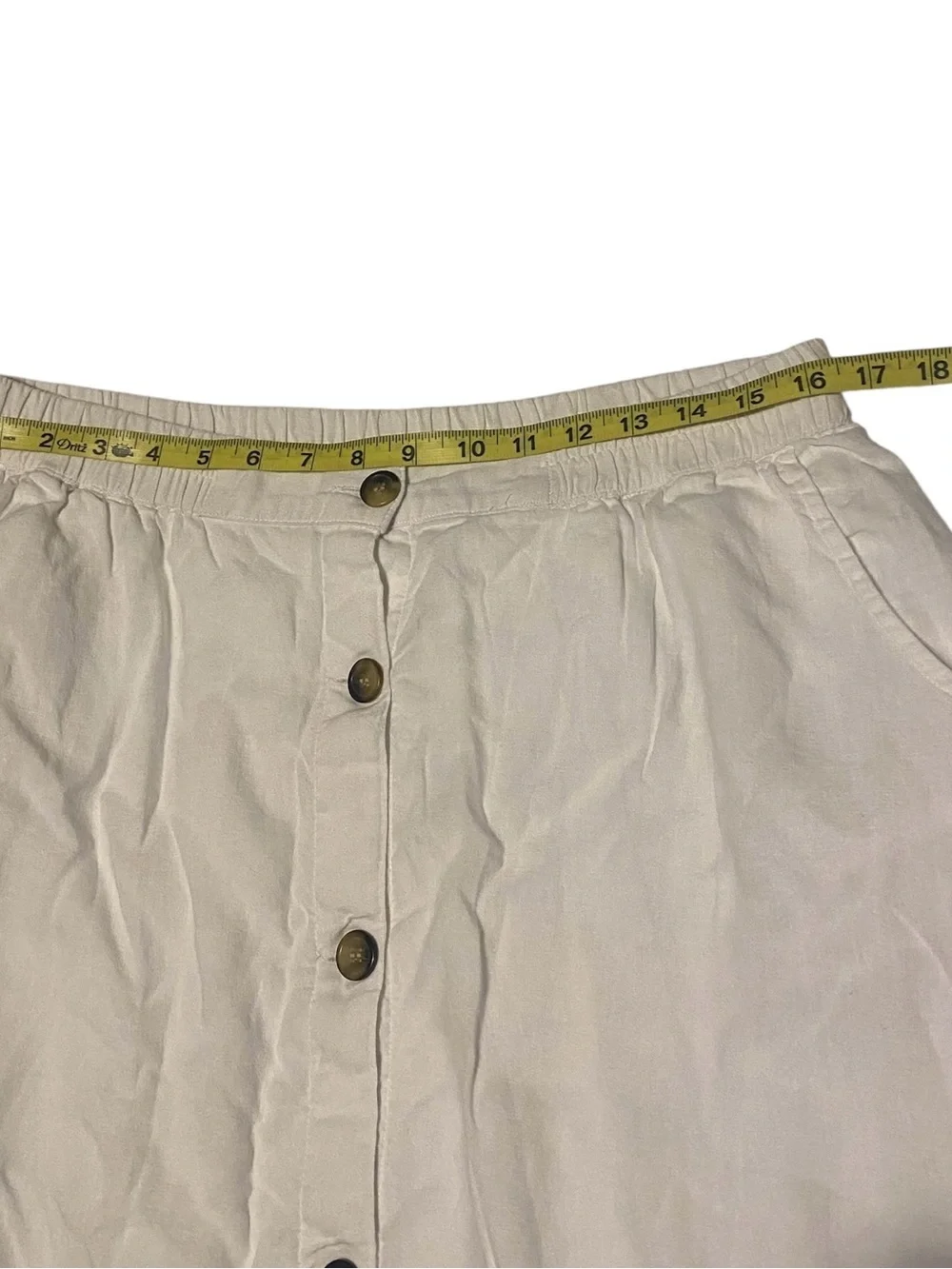 Emily Daniels Button Up Midi Skirt Womens XL White Pockets Linen Blend Lagenlook